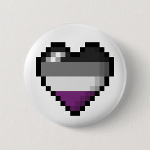 Large Pixel Heart Design in Asexual Pride Flag  Pinback Button
