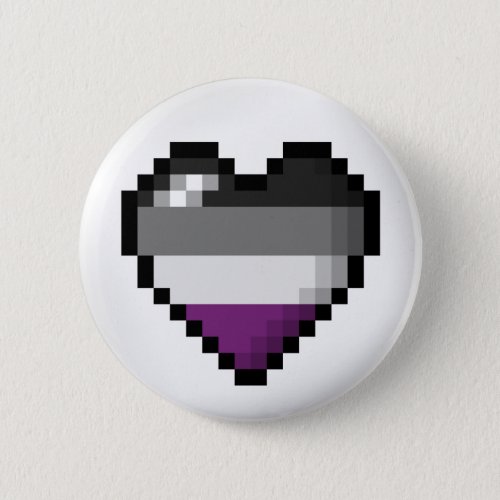 Large Pixel Heart Design in Asexual Pride Flag  Pinback Button