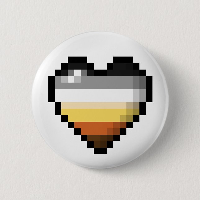 Large Pixel Heart Design in Gay Bear Pride Flag  Button (Front)