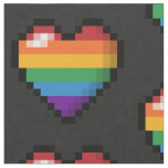 Large Pixel Heart Design in LGBTQ Rainbow Flag Fabric