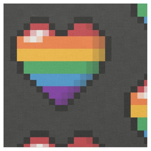 Large Pixel Heart Design in LGBTQ Rainbow Flag Fabric