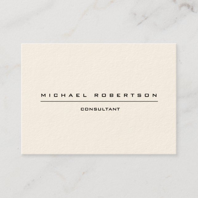 Large Plain Unique Special Signature Cream Business Card (Front)
