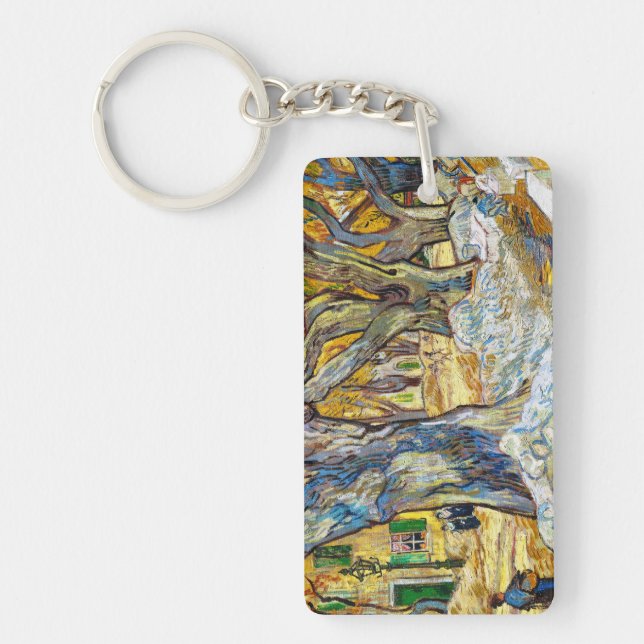 Large Plane Trees by Vincent Van Gogh Keychain (Front)