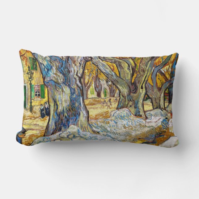 Large Plane Trees by Vincent Van Gogh Lumbar Pillow (Front)