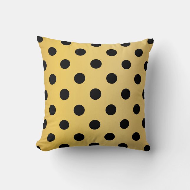 Large Poke A Dots Gold and Black  Throw Pillow (Front)