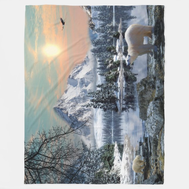 Large Polar Bear Fleece Blanket (Front)