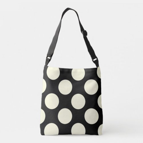 Large polka dots black and white crossbody bag