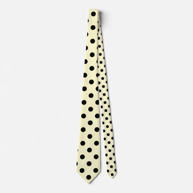 Large Polka Dots - Black on Cream Tie (Front)