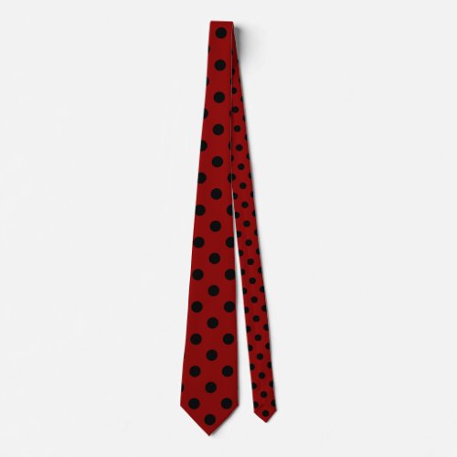 Large Polka Dots _ Black on Dark Red Tie