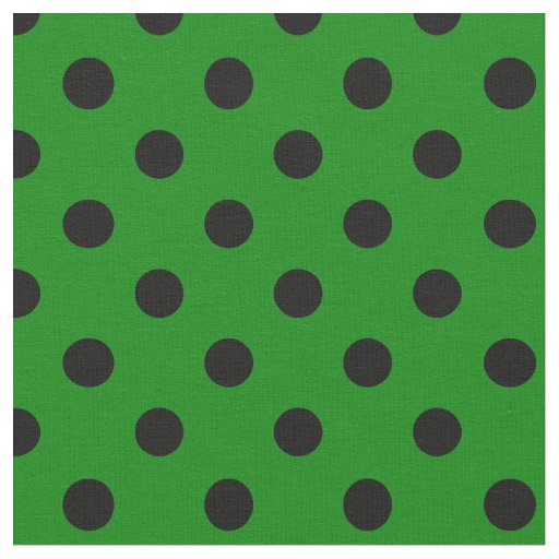 Large Polka Dots - Black on Green Fabric