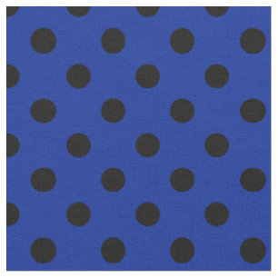 Large Polka Dots - Black on Imperial Blue Fabric