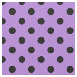 Large Polka Dots - Black on Lavender Fabric