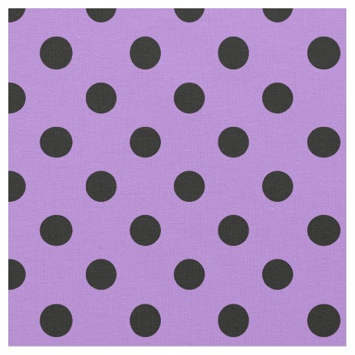 Large Polka Dots - Black on Lavender Fabric