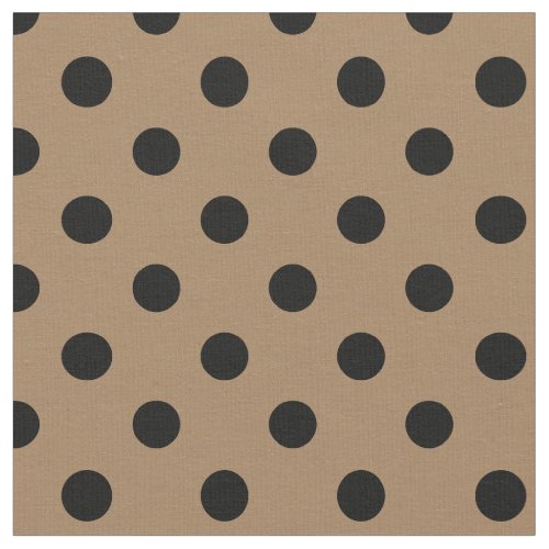 Large Polka Dots _ Black on Pale Brown Fabric