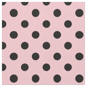 Large Polka Dots - Black on Pink Fabric