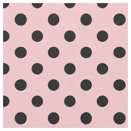 Large Polka Dots - Black on Pink Fabric