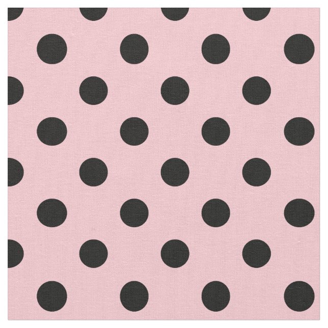 Large Polka Dots - Black on Pink Fabric (Close Up)