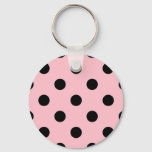 Large Polka Dots - Black on Pink Keychain