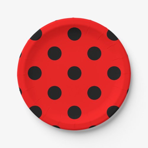 Large Polka Dots _ Black on Red Paper Plates