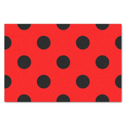 Large Polka Dots _ Black on Red Tissue Paper