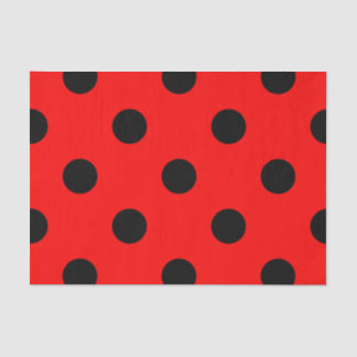 Large Polka Dots - Black on Red Tissue Paper