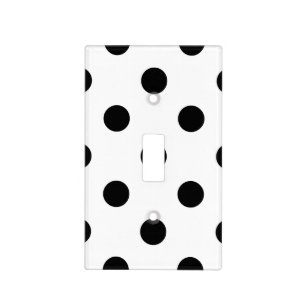 Large Polka Dots - Black on White Light Switch Cover