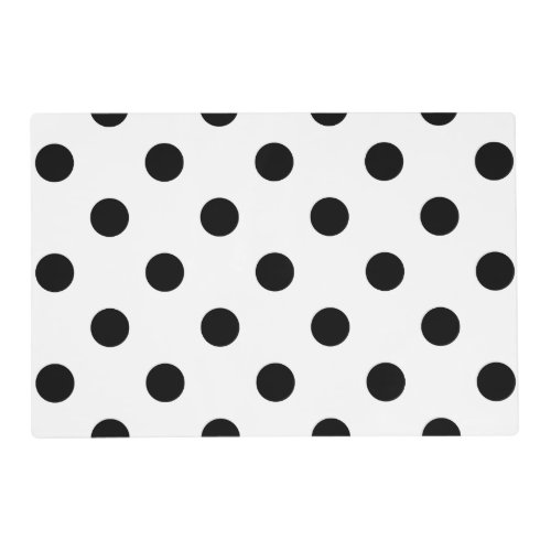 Large Polka Dots _ Black on White Placemat