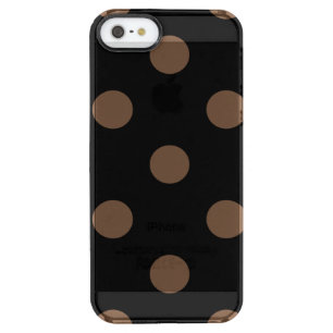 Large Polka Dots - Coffee on Black Clear iPhone SE/5/5s Case