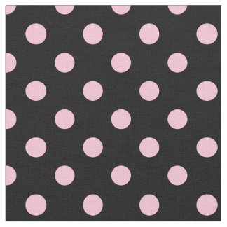 Large Polka Dots - Cotton Candy on Black Fabric