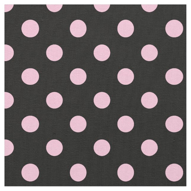 Large Polka Dots - Cotton Candy on Black Fabric (Close Up)