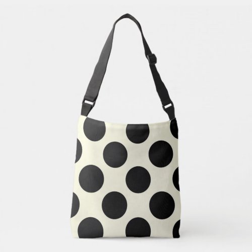 Large polka dots design black and white crossbody bag