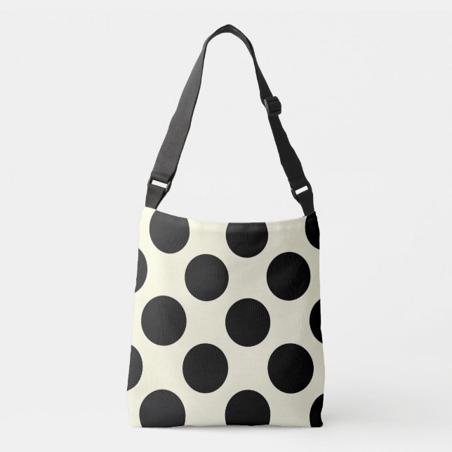 Large polka dots design black and white crossbody bag (Front)