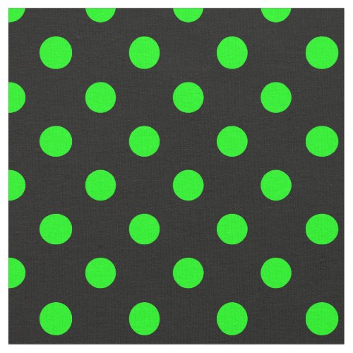 Large Polka Dots _ Electric Green on Black Fabric