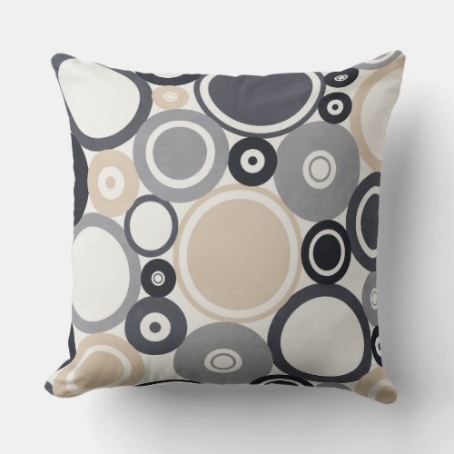 Large polka dots grey and brown Outdoor pillow