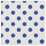 Large Polka Dots - Imperial Blue on White Fabric