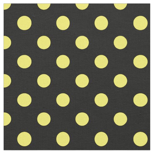 Large Polka Dots _ Lemon on Black Fabric