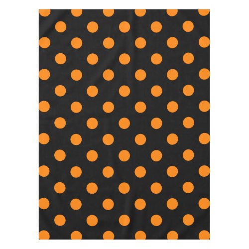 Large Polka Dots _ Orange on Black Tablecloth