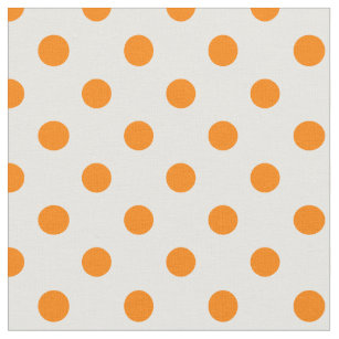 Large Polka Dots - Orange on White Fabric