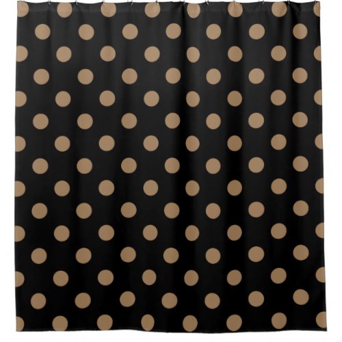 Large Polka Dots _ Pale Brown on Black Shower Curtain