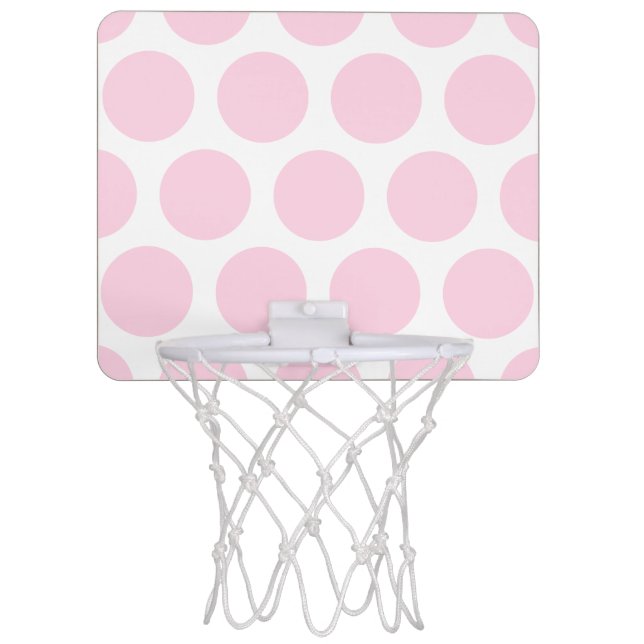 Large Polka Dots Pattern: Baby Pink Mini Basketball Hoop (Front)