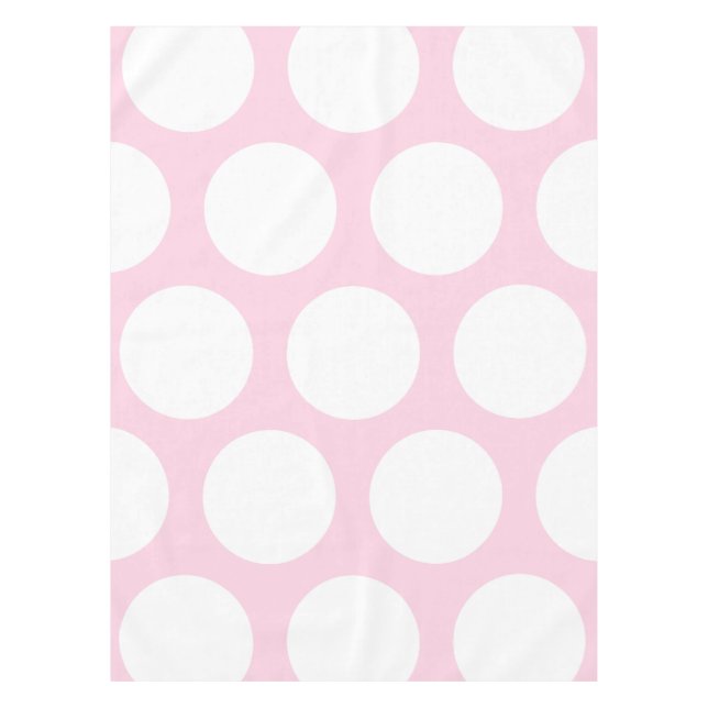 Large Polka Dots Pattern: Baby Pink Tablecloth (Front)