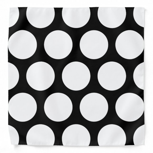 Large Polka Dots Pattern: Black & White Bandana (Front)
