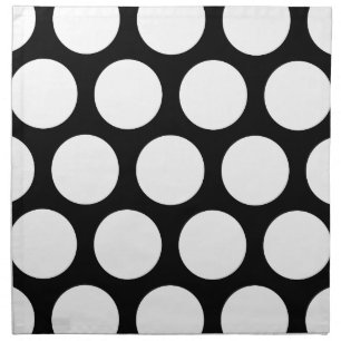 Large Polka Dots Pattern: Black & White Cloth Napkin