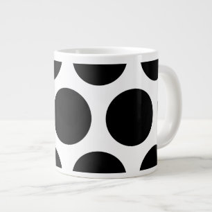 Large Polka Dots Pattern: Black & White Giant Coffee Mug