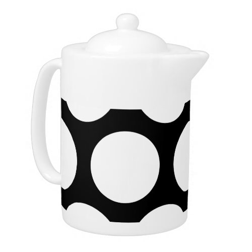 Large Polka Dots Pattern Black  White Teapot