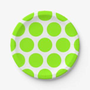 Large Polka Dots Pattern: Bright Green Paper Plates