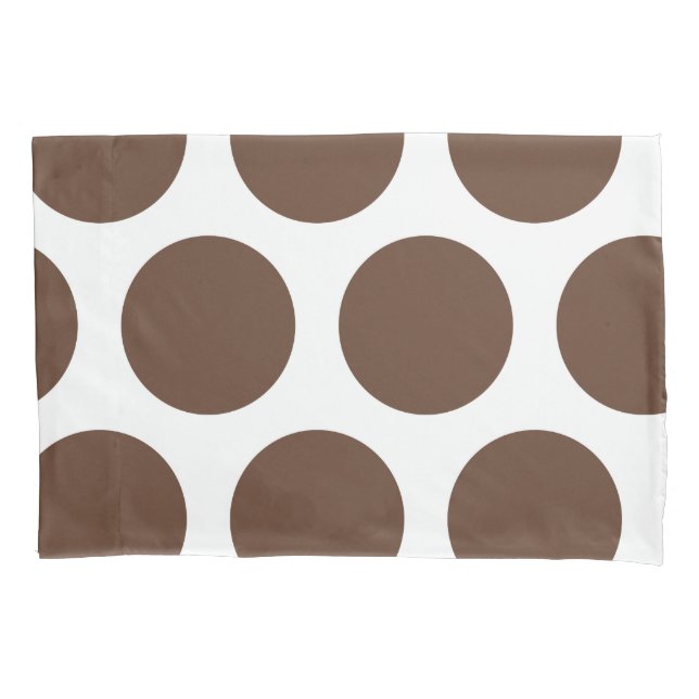 Large Polka Dots Pattern: Dark Brown Pillow Case (Front)