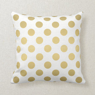 White And Gold Large Pillows Decorative Throw Zazzle Large Polka Dots Pattern Gold And White Throw Pillow