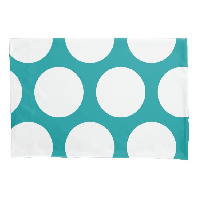Large Polka Dots Pattern: Teal Pillow Case (Front)