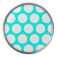 Large Polka Dots Pattern: Turquoise Golf Ball Marker